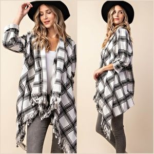 Plaid Fringe Cardigan